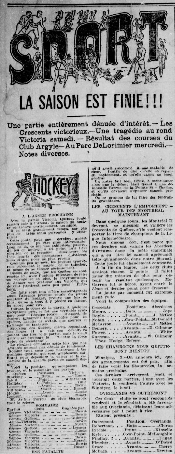 La Patrie, 4 mars 1901. Le texte qui nous intéresse est dans la colonne de gauche.