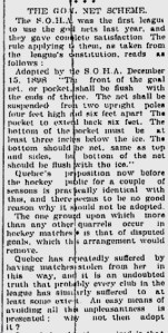 4 décembre 1899, une missive du Daily Telegraph de Québec en faveur du filet mêle tout le monde...